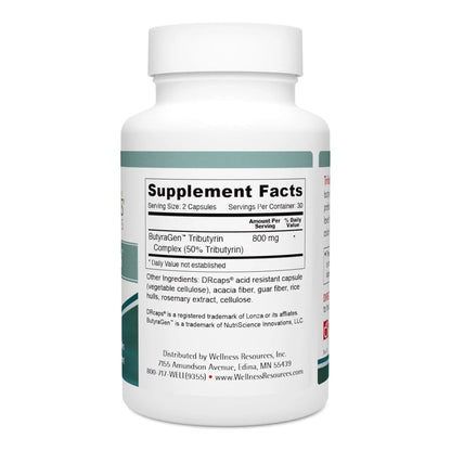 Wellness Resources Tributyrin Plus Postbiotic Supplement for Gut Health with High Absorption ButyraGen Tributyrin Complex (800mg per Two Capsules, 60 Veggie Capsules) - Maple Wellness Supplements