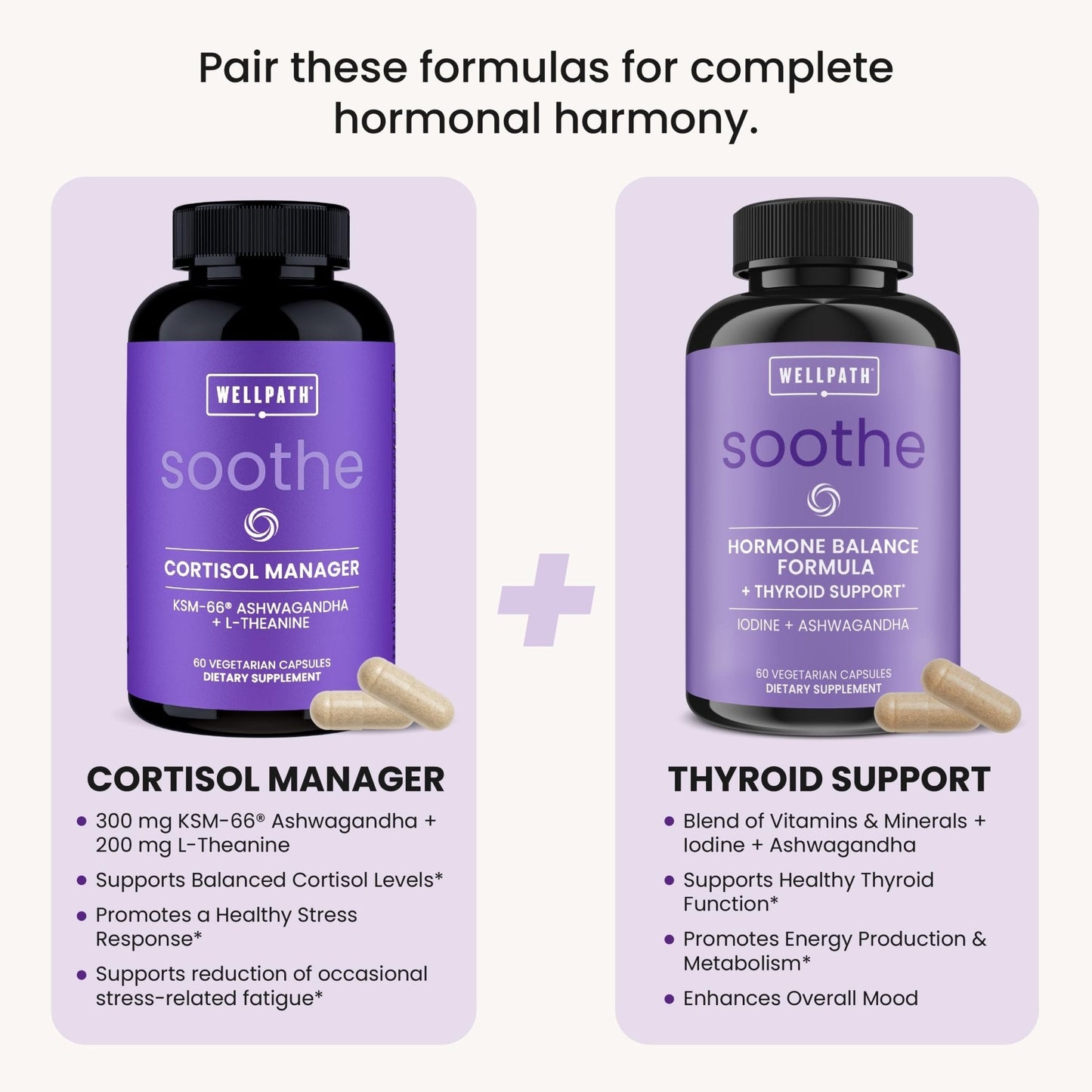 WellPath Soothe Cortisol Manager - Cortisol Supplements for Women with KSM-66® Ashwagandha & L-Theanine - Stress Support, Detox - 11-in-1 Complex, Vegan, Made in USA, Non-GMO, 60 Ct - Maple Wellness Supplements