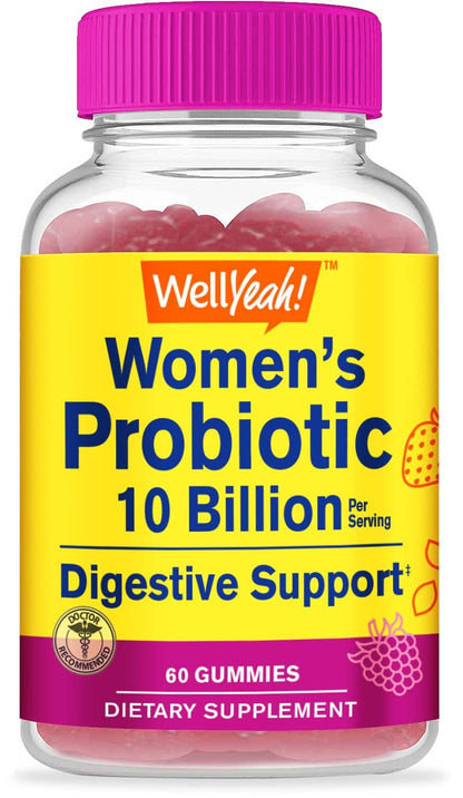 WellYeah Probiotics for Women Gummies - 10 Billion CFU - for Digestive Support, Gut Health, and Feminine Health Support - Natural Sourced Flavors - Vegan - Maple Wellness Supplements