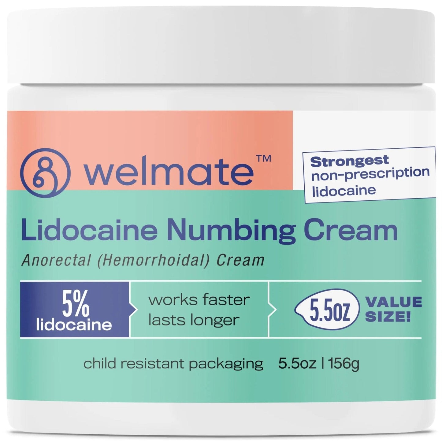 WELMATE 5% Lidocaine Hemorrhoid Relief Cream, Maximum Strength Anorectal Cream, 5.5 oz - Maple Wellness Supplements