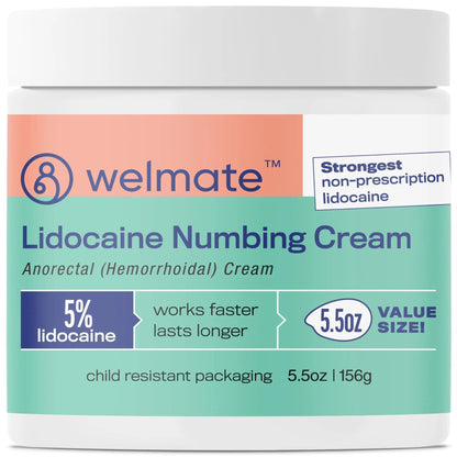 WELMATE 5% Lidocaine Hemorrhoid Relief Cream, Maximum Strength Anorectal Cream, 5.5 oz - Maple Wellness Supplements