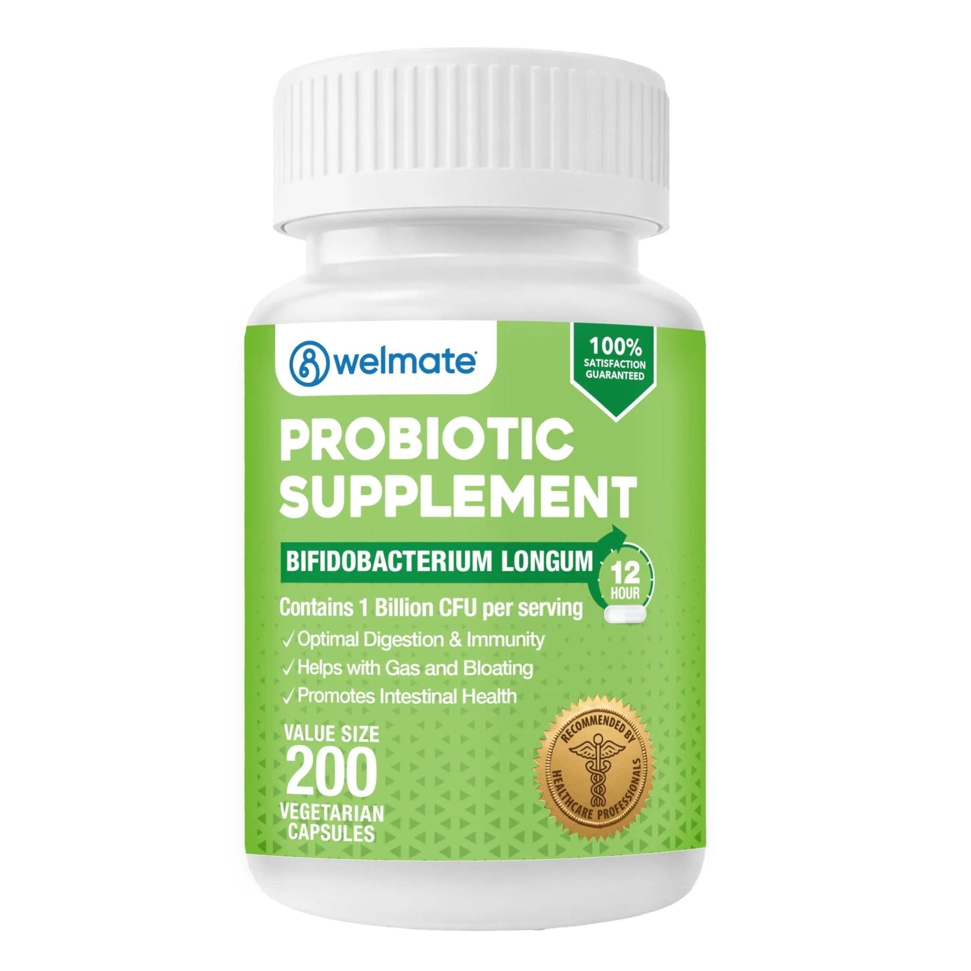 WELMATE Bifidobacterium - Probiotic Supplement - Supports Gut Health - Immune Support - Digestive Enzymes - Gluten Free - Vegan - Men & Womens Probiotic - Value Size - 200 Count - Maple Wellness Supplements