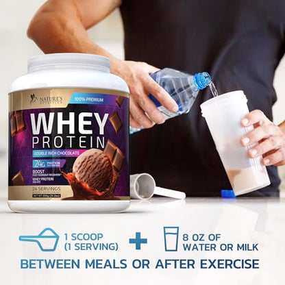 Whey Protein Powder 24g - Chocolate Ice Cream Whey Isolate Protein for Muscle Growth - Maple Wellness Supplements