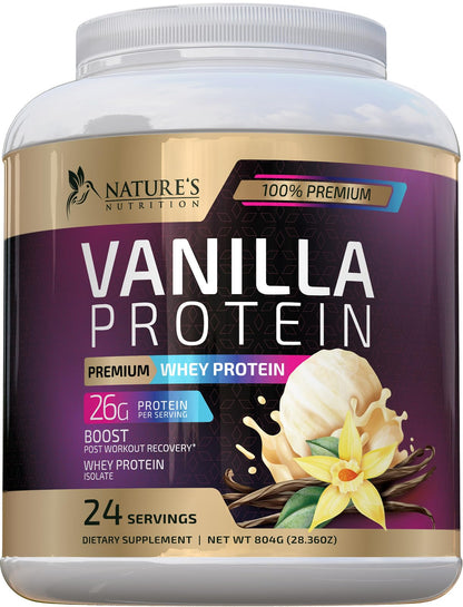 Whey Protein Powder 26g - Vanilla Ice Cream Whey Isolate Protein for Muscle Growth - Maple Wellness Supplements