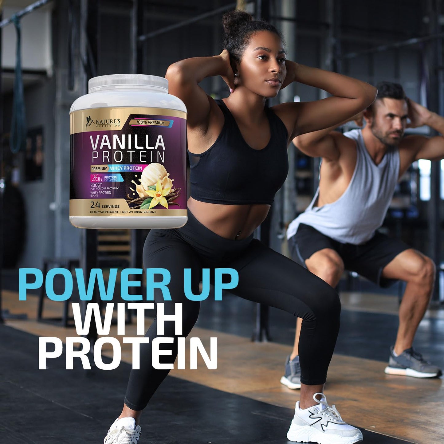 Whey Protein Powder 26g - Vanilla Ice Cream Whey Isolate Protein for Muscle Growth - Maple Wellness Supplements