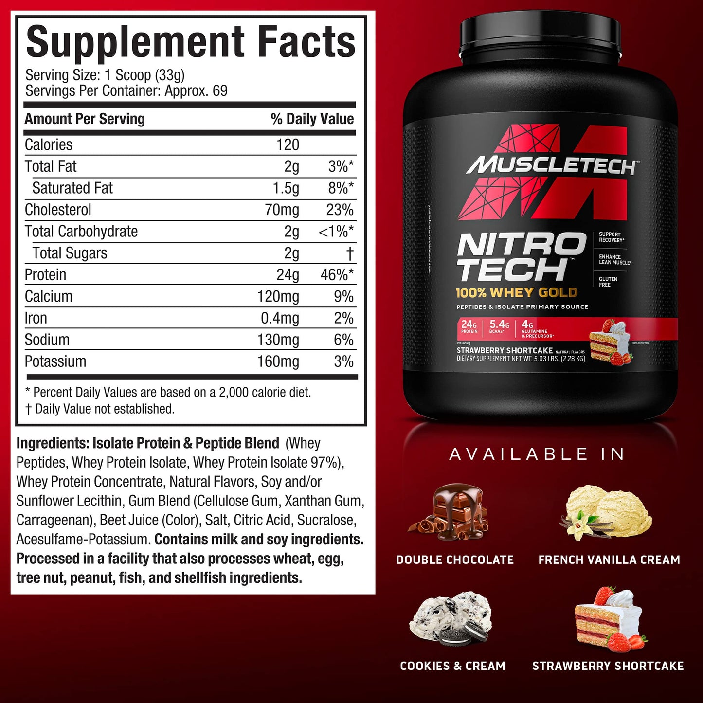 Whey Protein Powder MuscleTech Nitro-Tech Whey Gold Protein Powder Whey Protein - Maple Wellness Supplements