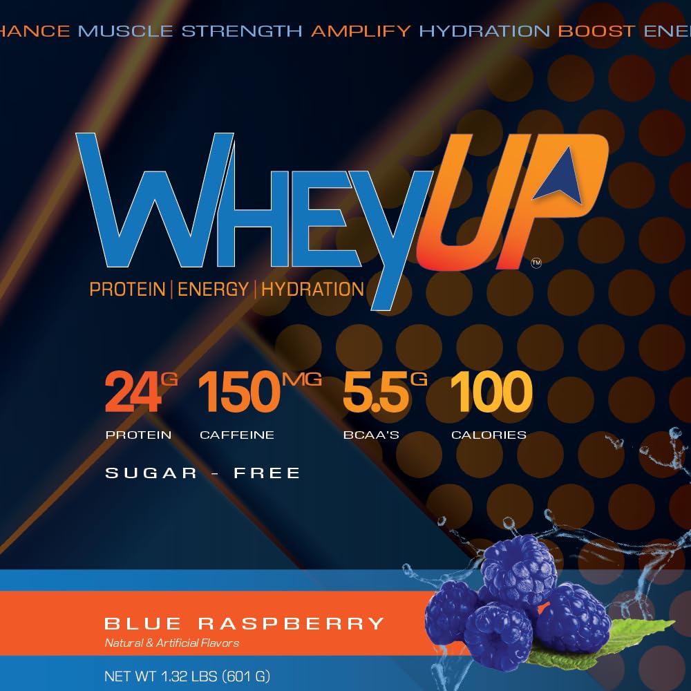 WheyUP Clear Whey Isolate Protein Powder, Blue Raspberry - 150mg Caffeine - 20 Servings - Maple Wellness Supplements