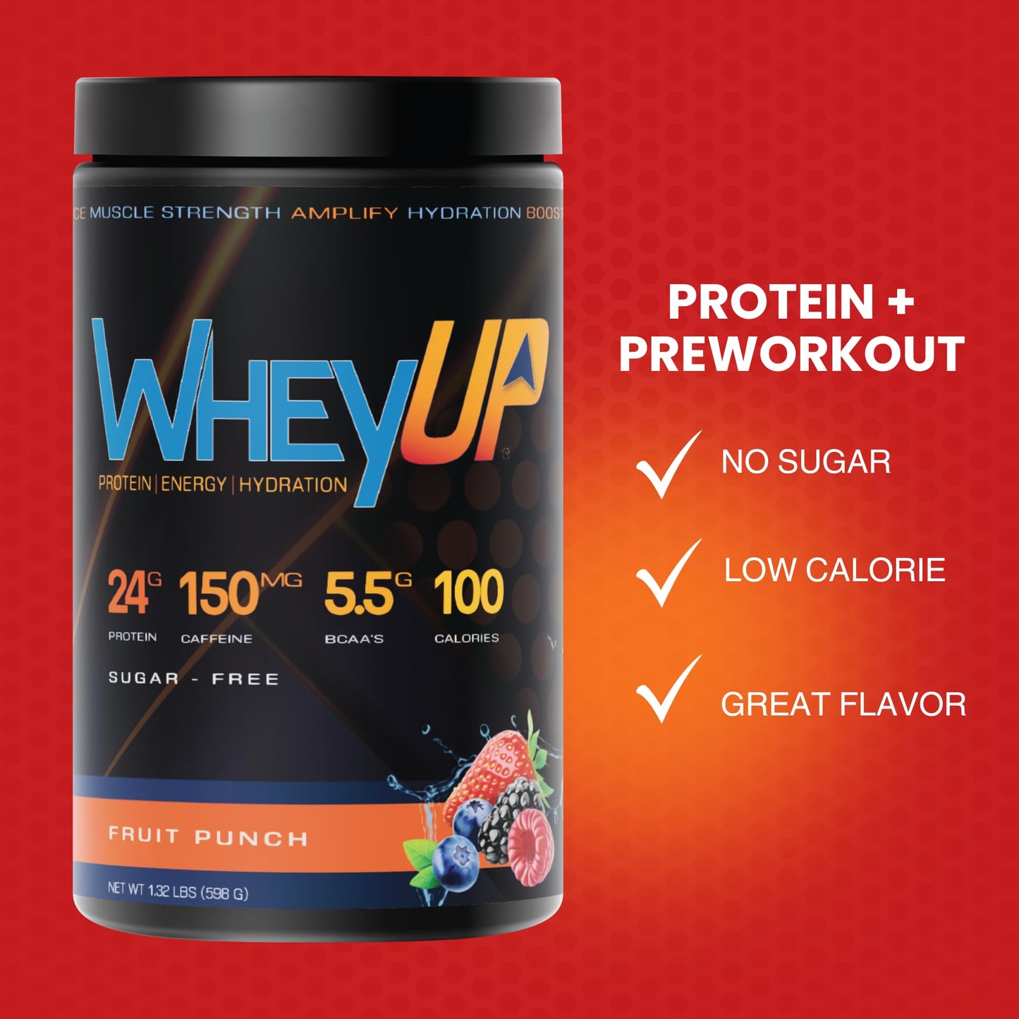 WheyUP Clear Whey Isolate Protein Powder, Blue Raspberry - 150mg Caffeine - 20 Servings - Maple Wellness Supplements