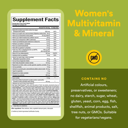 Whole Earth & Sea from Natural Factors, Women's Multivitamin & Mineral, Whole Food Supplement, Vegan, 60 tablets (30 servings) - Maple Wellness Supplements