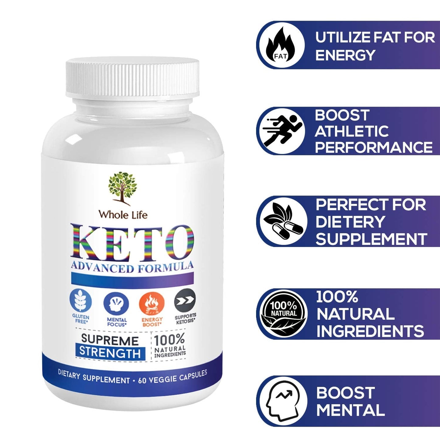 WHOLE LIFE Keto Advanced Formula Diet BHB Pills - Ketogenic All Natural, Support - Maple Wellness Supplements