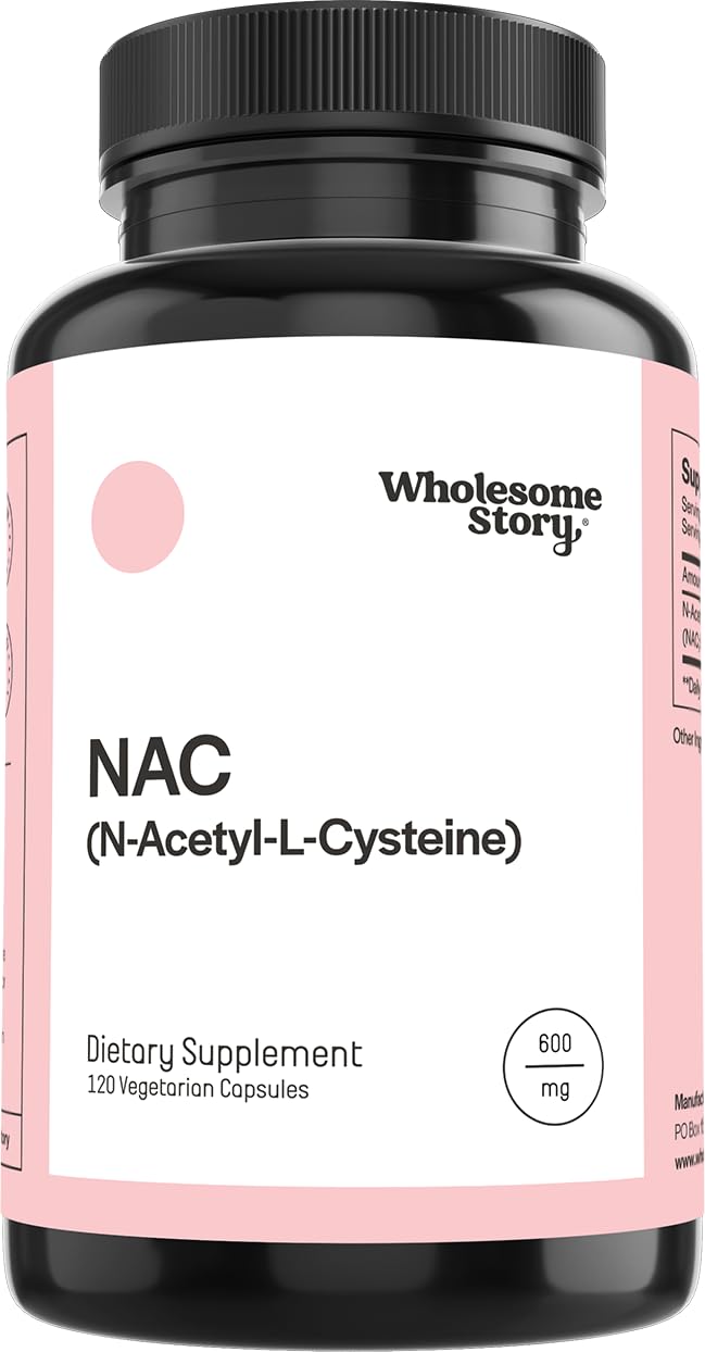 Wholesome Story NAC Supplement N Acetyl Cysteine 600 mg | Liver, Lung & Fertility Support | 120 Capsules | 120 Serving Supply - Maple Wellness Supplements