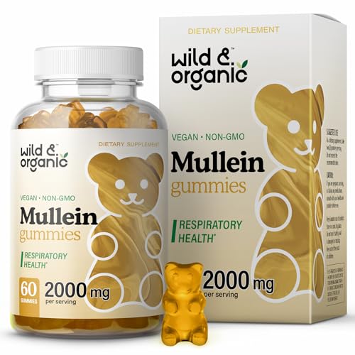 Wild & Organic Mullein Gummies - Daily Dietary Supplement for Respiratory, Digestive - Maple Wellness Supplements