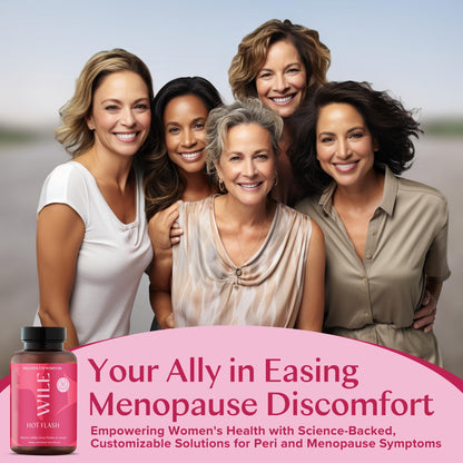WILE Menopause and Perimenopause Supplements for Women - Hot Flashes and Night Sweats Relief with Kudzu Root - Premenopause Support for Stress, Hot Flash, Hormone Balance & Restful Sleep, 30 Servings - Maple Wellness Supplements