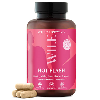 WILE Menopause and Perimenopause Supplements for Women - Hot Flashes and Night Sweats Relief with Kudzu Root - Premenopause Support for Stress, Hot Flash, Hormone Balance & Restful Sleep, 30 Servings - Maple Wellness Supplements