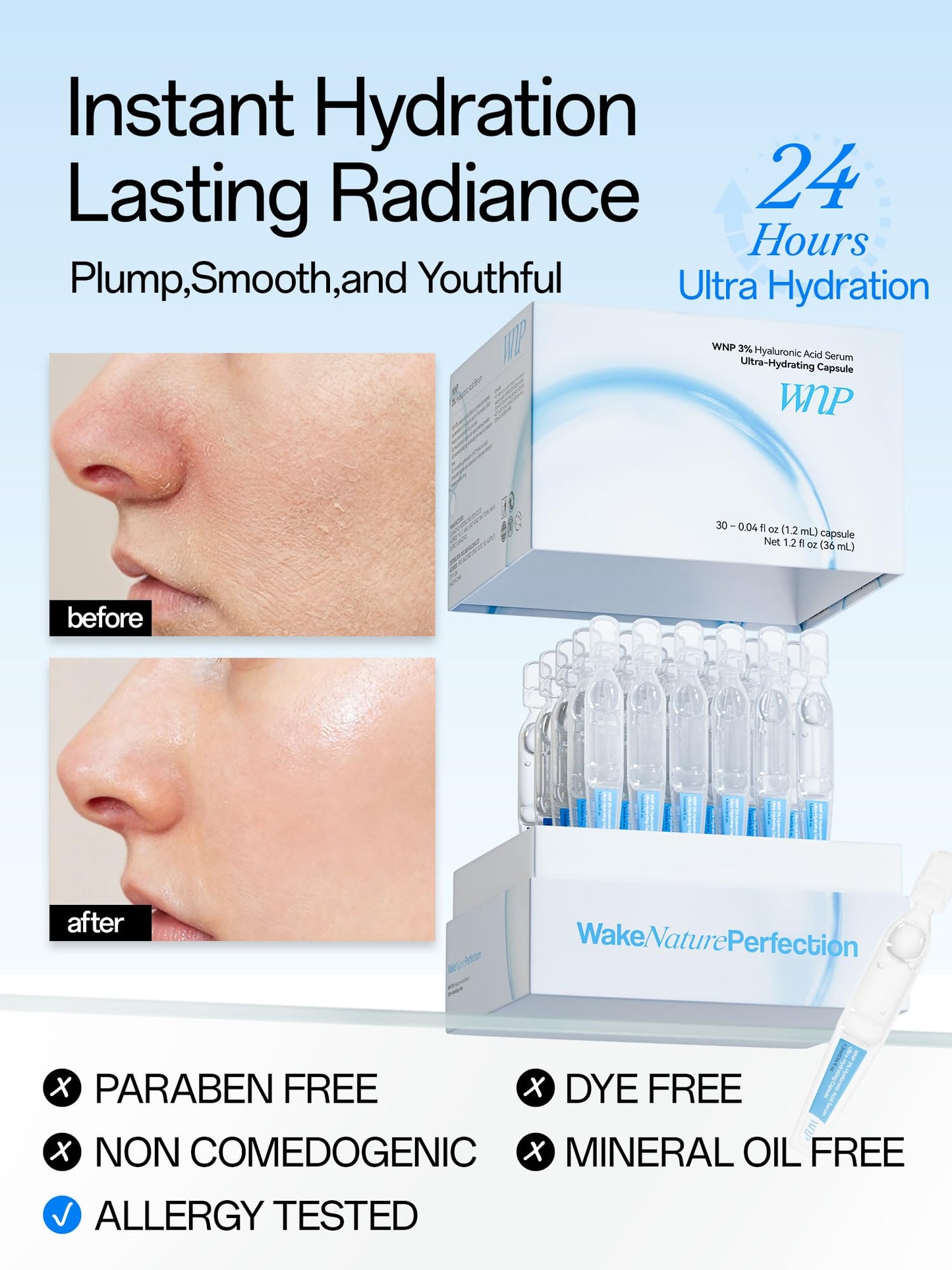 WNP Hyaluronic Acid Serum 3% for Face with 4D Multi-Layer Hydration | Ultra Hydrating Anti-Aging Serum | Moisturizer for Dry & Sensitive Skin - Maple Wellness Supplements