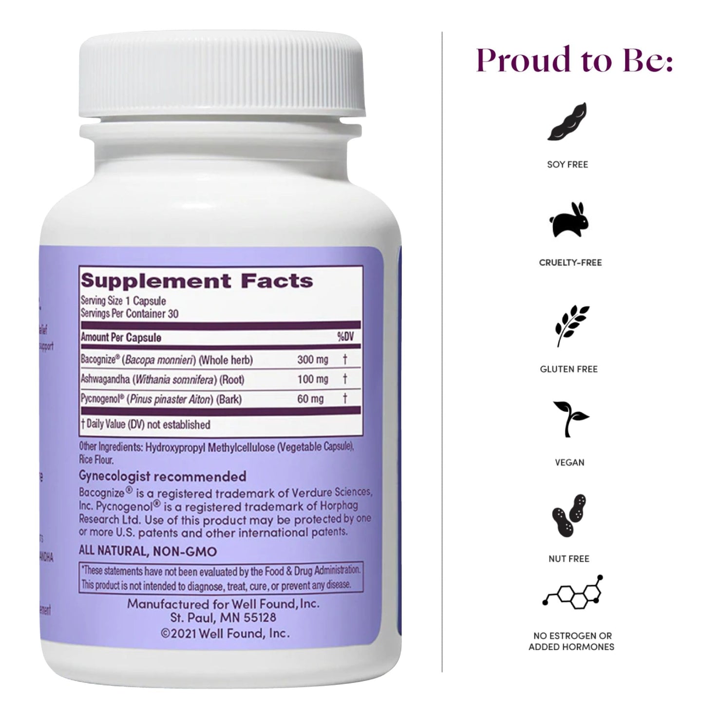 Womaness Menopause Supplements for Women - Hormone Balance for Women Perimenopause and Menopause - Ashwagandha, Pycnogenol and Bacognize for Hot Flashes, Brain Fog and Mood Hormone Free - 30 Capsules - Maple Wellness Supplements