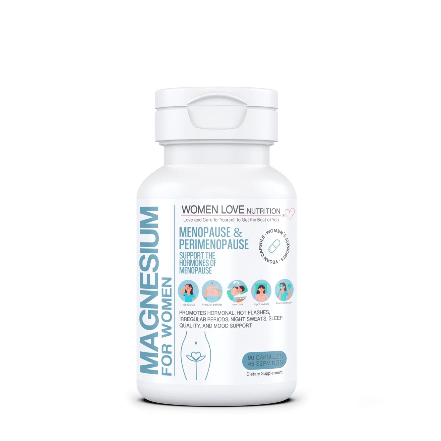 WOMEN LOVE NUTRITION, Magnesium for Women, Menopause & Peromenopause (90 Capsules) - Maple Wellness Supplements