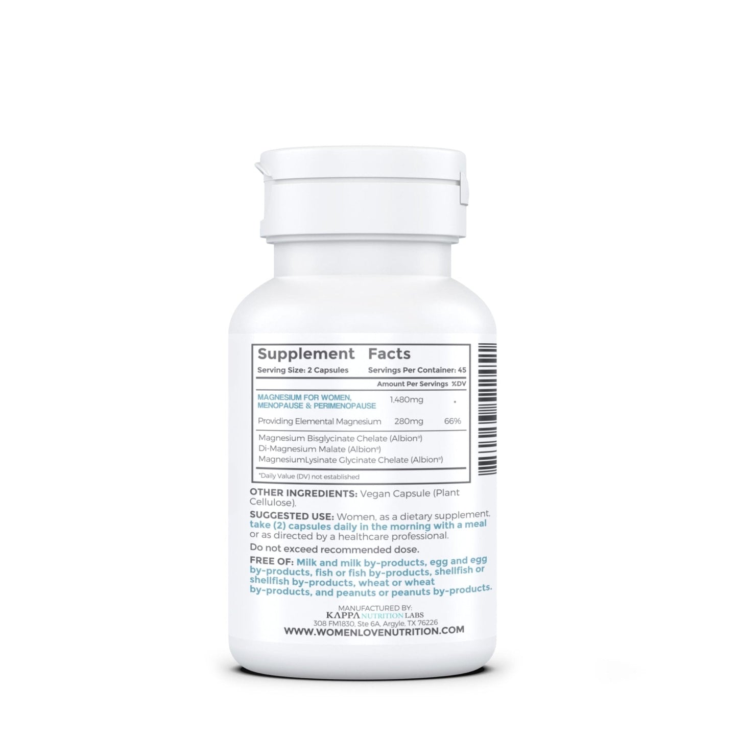 WOMEN LOVE NUTRITION, Magnesium for Women, Menopause & Peromenopause (90 Capsules) - Maple Wellness Supplements