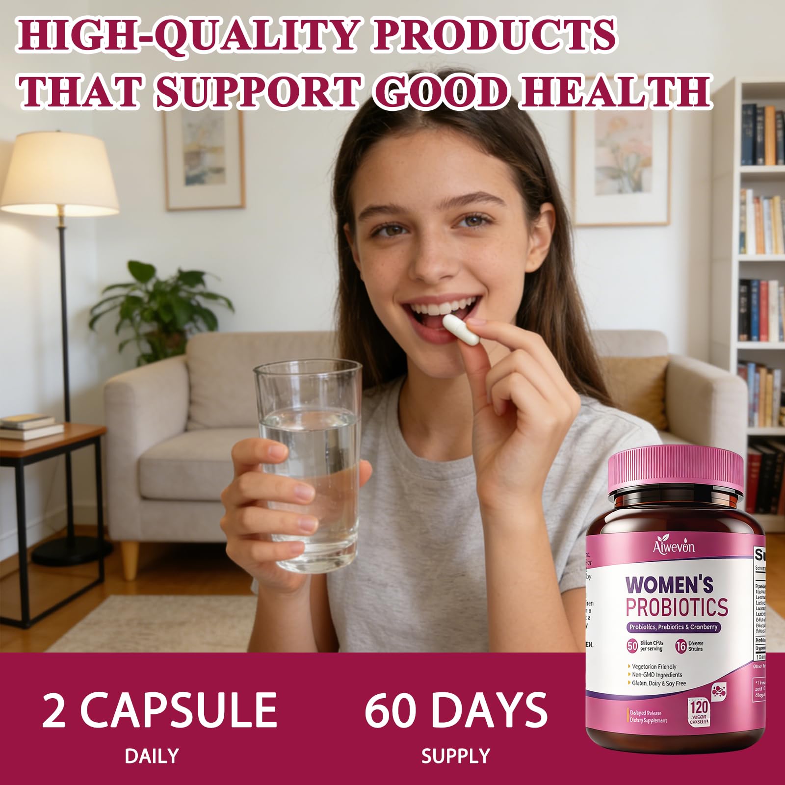 Women Probiotics 50 Billion CFU: Probiotics for Women with Prebiotics & Cranberry, 16 Strain Probiotic Supplement for Digestive Gut Health, Vaginal & Urinary Tract Support - Maple Wellness Supplements