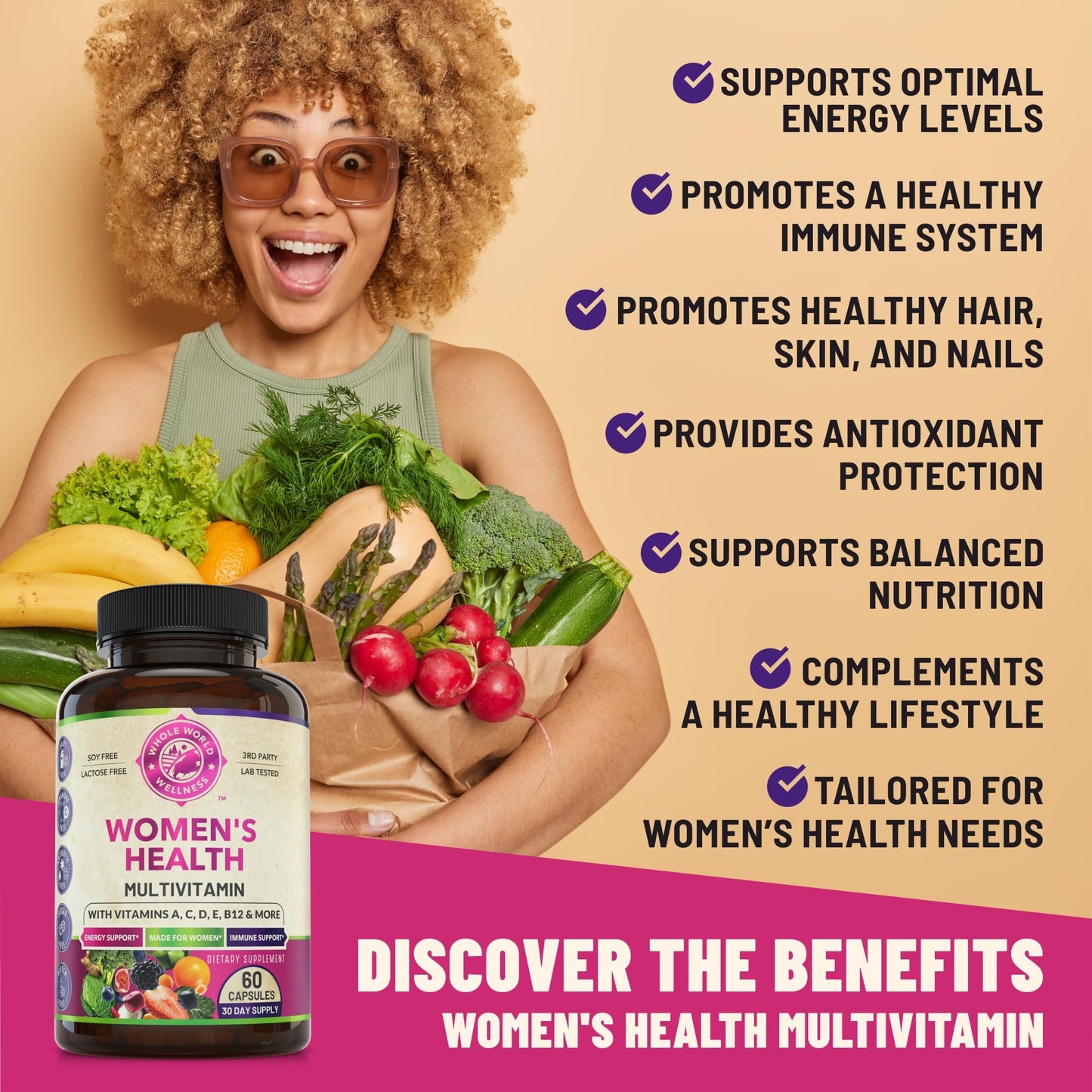 Womens Daily Multivitamins & Mens Daily Multivitamins Bundle (One Bottle Each) - Supports Holistic Wellness, Including Energy & Focus. Multivitamin & Multimineral Blend. Made in The USA. - Maple Wellness Supplements