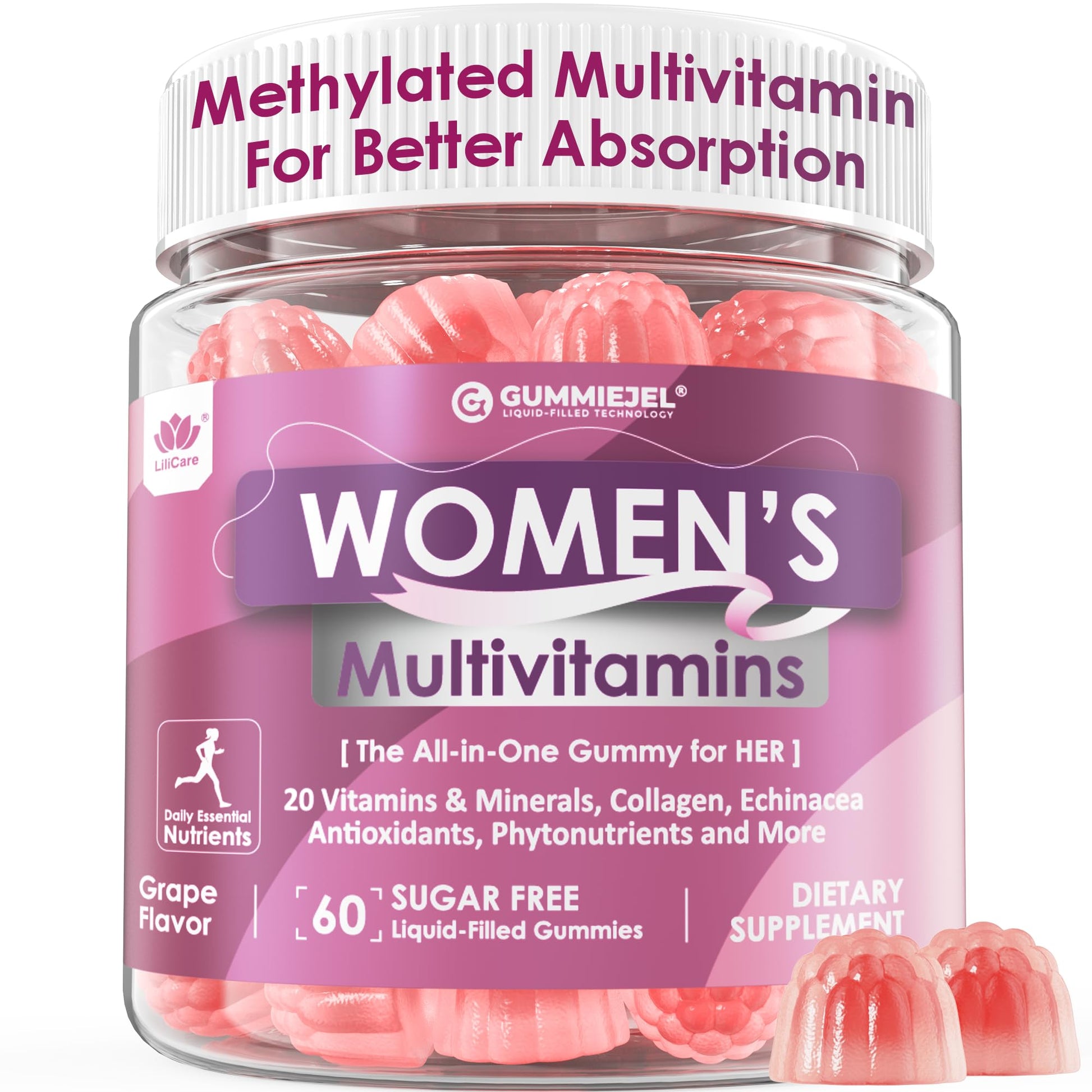 Womens Multivitamin Gummy, Methylated Multivitamin for Women, Biotin, Methylfolate, Iron, Collagen, Vitamins A C D, B Complex, Antioxidants for Women's Daily Support, - Maple Wellness Supplements