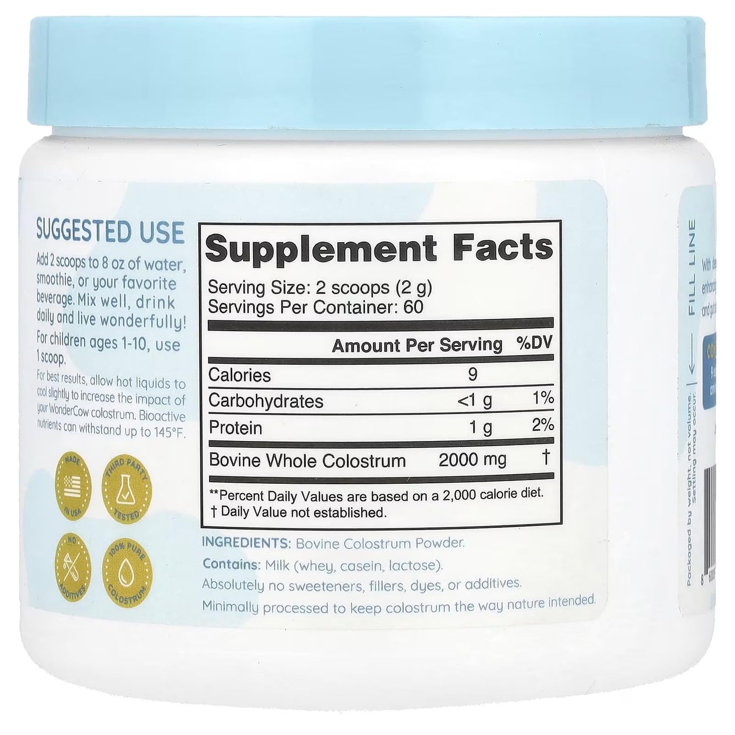 WONDERCOW Colostrum Supplement Powder for Gut Health, Immune Support & Wellness | Natural IgG Pure Whole Bovine Colostrum Superfood - Maple Wellness Supplements