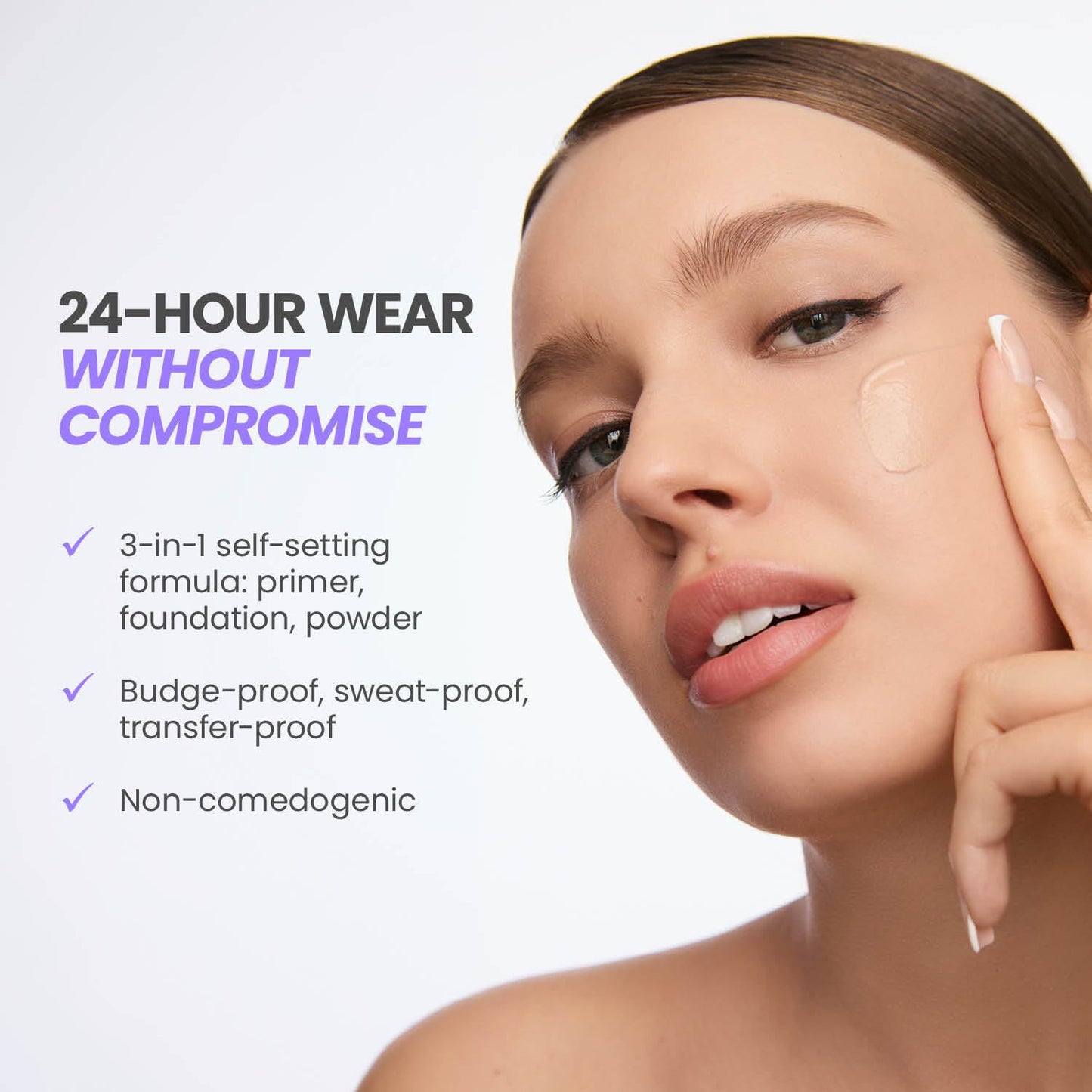 Wonderskin Hyper Bond All-Day Stay Serum Foundation – Waterproof, Transfer-Proof, 24HR Longwear Face Makeup with Niacinamide & Hyaluronic Acid – Lightweight, Natural Finish (Moonstone) - Maple Wellness Supplements