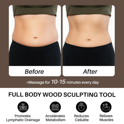 Wood Therapy Massage Tool for Belly Fat,Wooden Meridian Massage Body Brush for Cellulite Remover, Cellulite Lymphatic Drainage Massager for Body Shaping, Maderoterapia Kit for Muscle Pain Relief - Maple Wellness Supplements