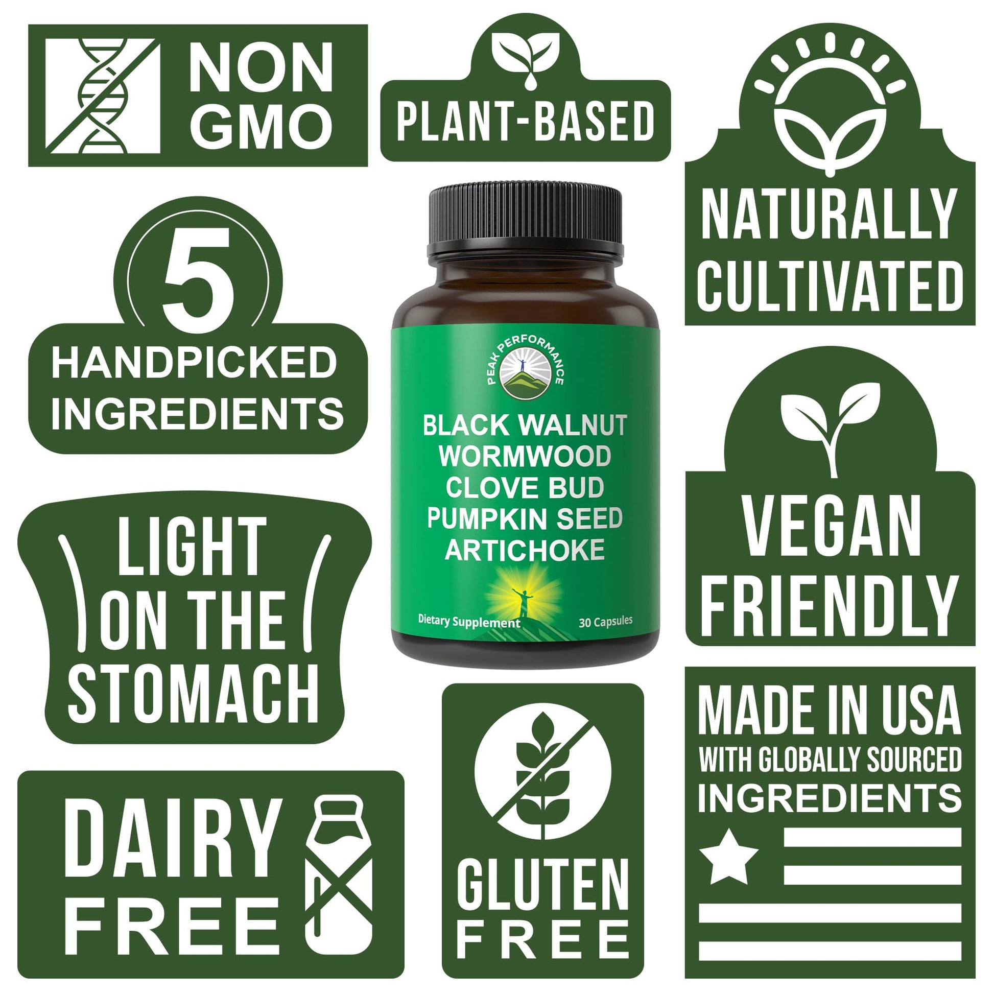 Wormwood Black Walnut Clove Cleanse for Humans. Elimination Detox + Intestinal Support Capsules Supplement for Adults and Kids. Pills with Artichoke and Pumpkin Seed for Additional Benefits - Maple Wellness Supplements