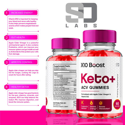 X10 Boost Keto ACV Gummies Advanced Weight Loss, X10 Boost Keto + ACV 1000mg Apple - Maple Wellness Supplements