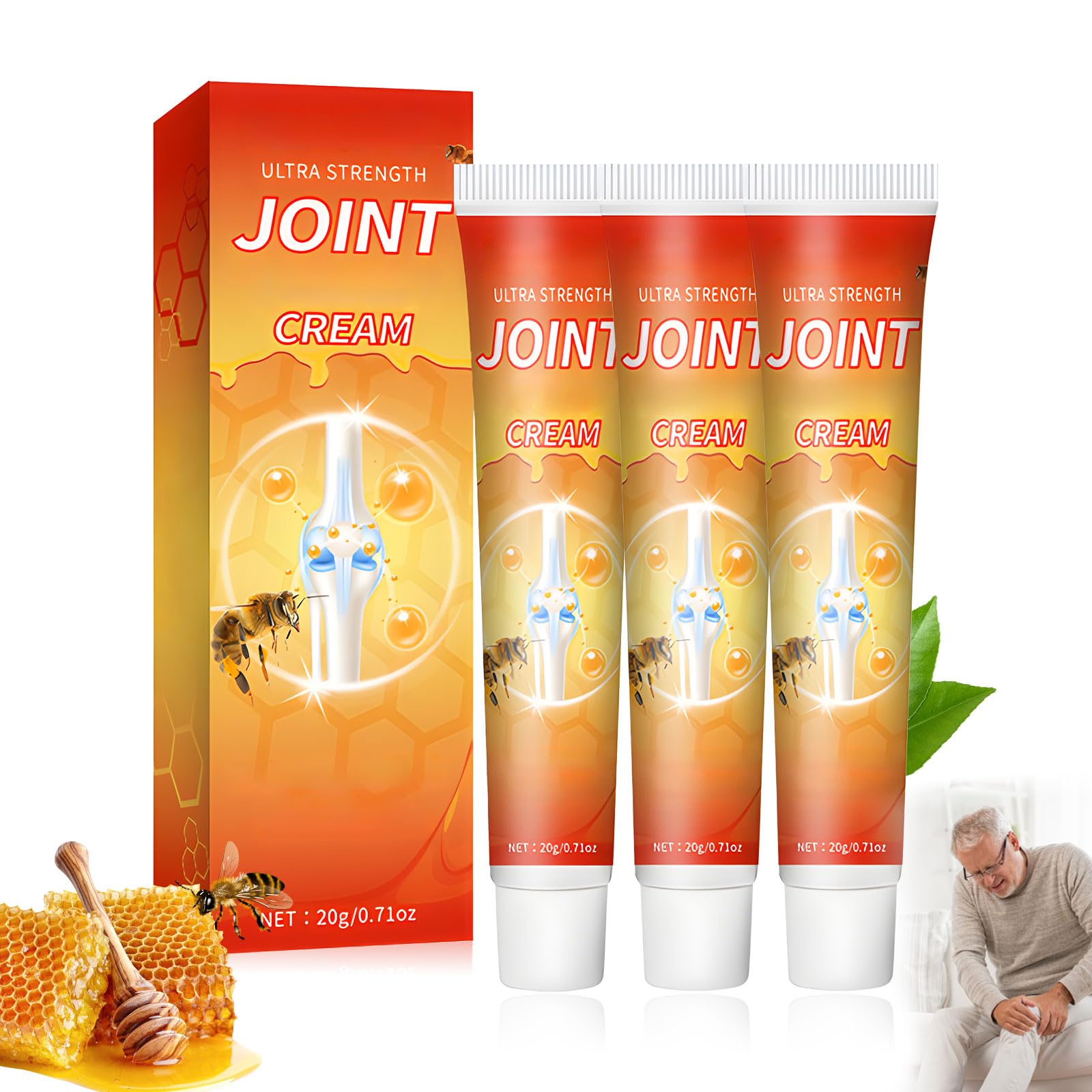 XiuFa 3PCS Joint Cream, Bee Venom Joint Repair Cream, for Back, Neck, Feet, Shoulder - Maple Wellness Supplements