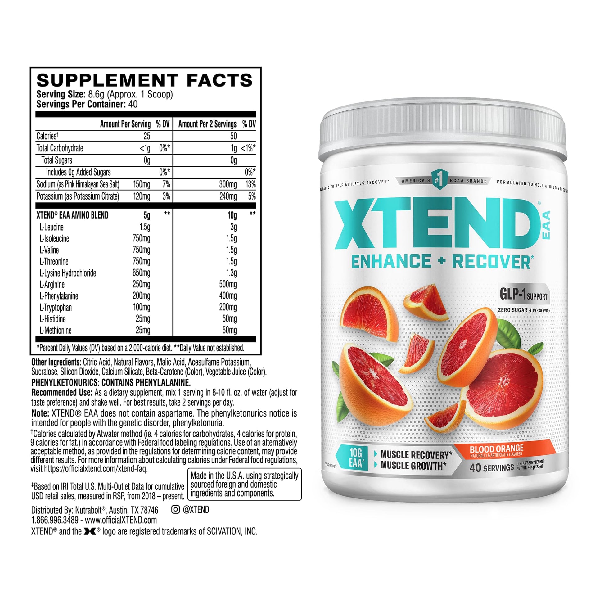 Xtend EAA + BCAA Powder for Muscle Recovery & Lean Muscle Growth, 9 Essential Amino Acids for Intra Workout or Post Workout Recovery, 10g EAAs Per 2 Servings - Maple Wellness Supplements