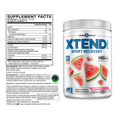 Xtend Sport BCAA Powder Watermelon - Electrolyte Powder for Recovery & Hydration with Amino Acids - 30 Servings - Maple Wellness Supplements
