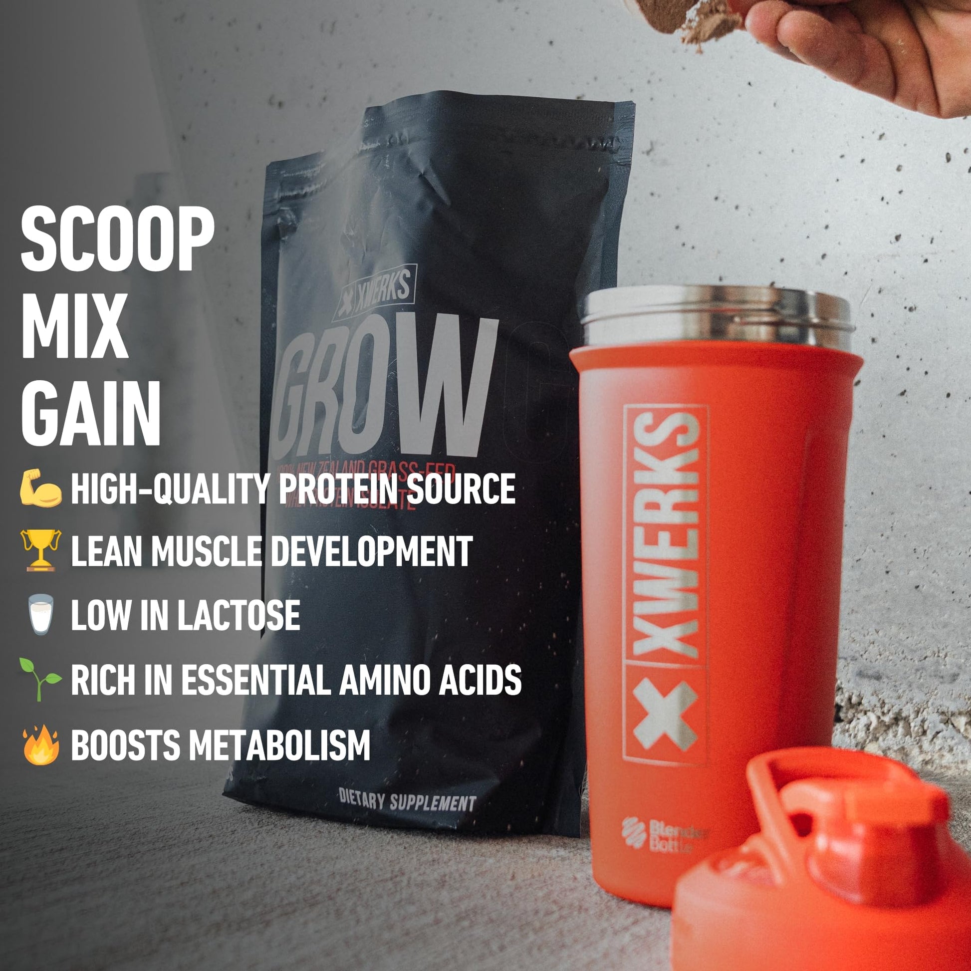 Xwerks Grow 100% New Zealand Grass-Fed Whey Protein - 25g of Pure Isolate Protein - Maple Wellness Supplements