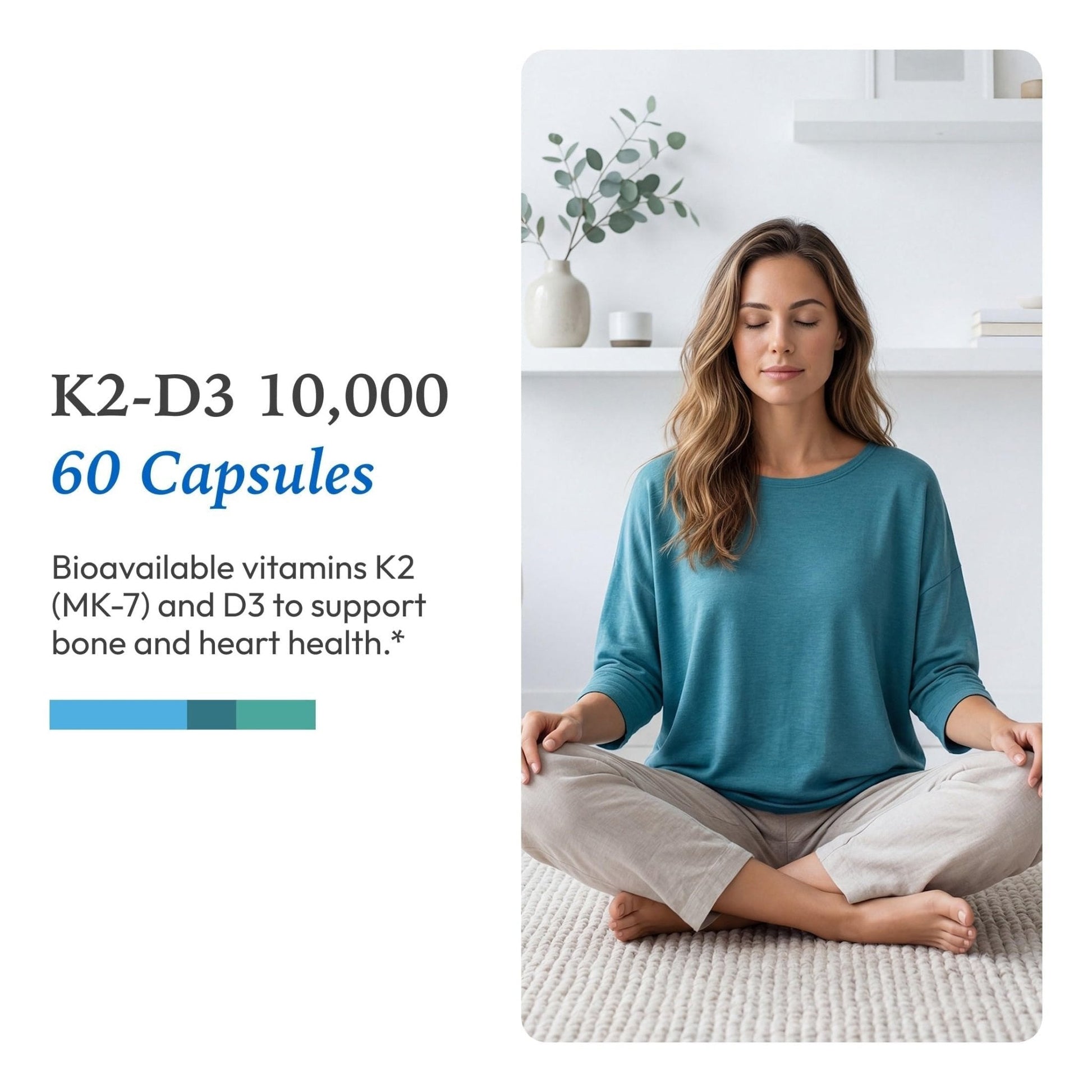 XYMOGEN K2-D3 10000 - Vitamin D3 K2 Supplement for Immune, Bone & Cardiovascular Support* - Non-GMO, Gluten-Free, Vegetarian - 60 Capsules - Maple Wellness Supplements