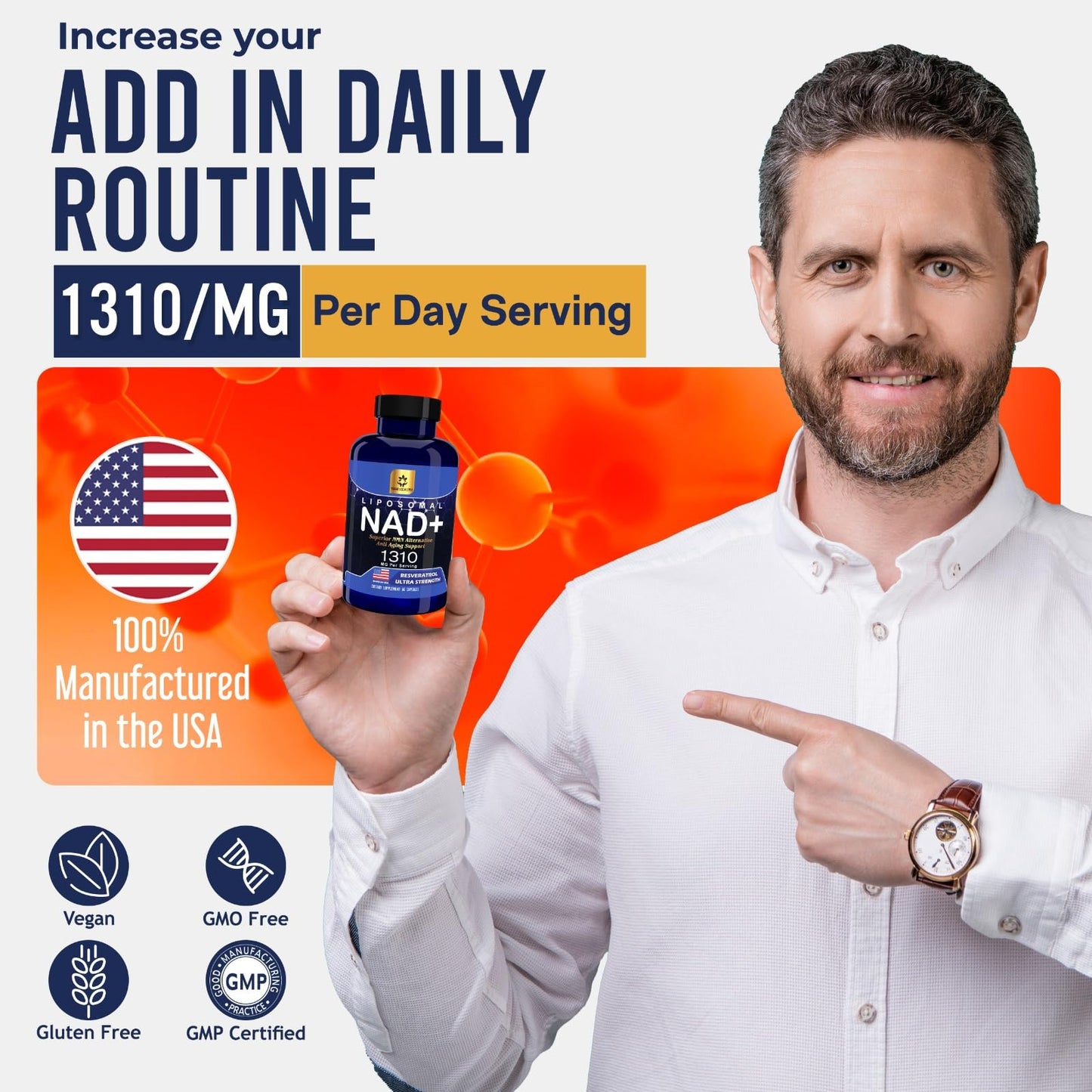 YAM Health Liposomal NAD Nicotinamide Riboside Equivalent with Trans-Resveratrol 300mg, Premium Halal NAD Supplement for Energy Metabolism, DNA Repair and Longevity, Vegan, Non-GMO (60 Count) - Maple Wellness Supplements