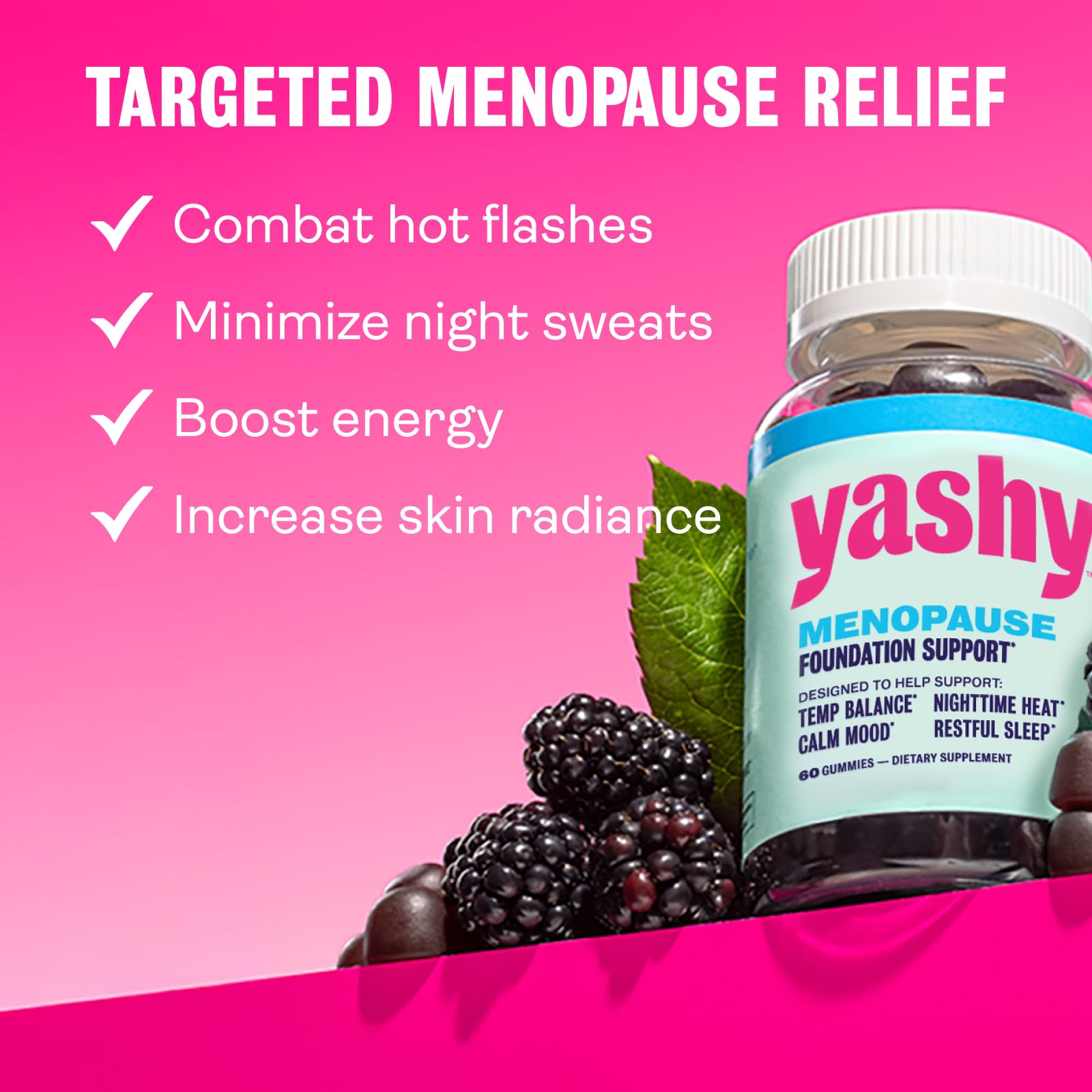 Yashy Gummies for Menopause | Hormone-Free Supplements for Women | Clinically Backed | 30 Servings | Helps Alleviate Hot Flashes, Night Sweats, & Mood Swings | Supports Libido | BlackBerry Flavor - Maple Wellness Supplements