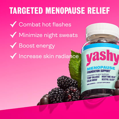 Yashy Gummies for Menopause | Hormone-Free Supplements for Women | Clinically Backed | 30 Servings | Helps Alleviate Hot Flashes, Night Sweats, & Mood Swings | Supports Libido | BlackBerry Flavor - Maple Wellness Supplements