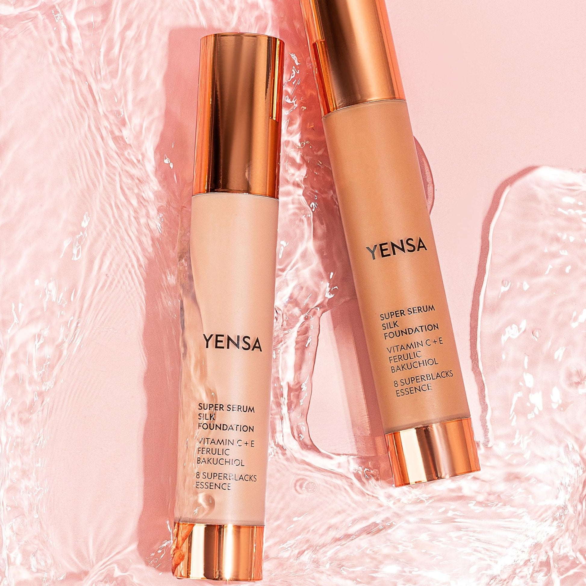 YENSA Serum Foundation Makeup - Super Silk Full Coverage Foundation Enriched with Peptides, Vitamin C & Ferulic Acid to Help Reduce Fine Lines, Wrinkles & Dark Circles - Light 1 (1 oz) - Maple Wellness Supplements