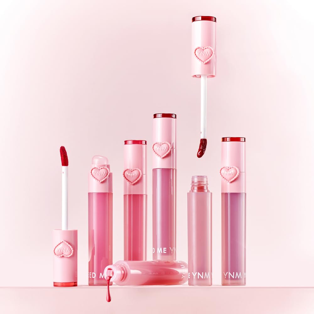 YNM Heart Jelling Tint, PEPPER JELLING, Silicone Lip Brush Included, K-Beauty, Non-Sticky, Moisturizing, Smudge-Proof, Korean Lip Tint, Long-Lasting, Vivid Color, 0.09 oz - Maple Wellness Supplements