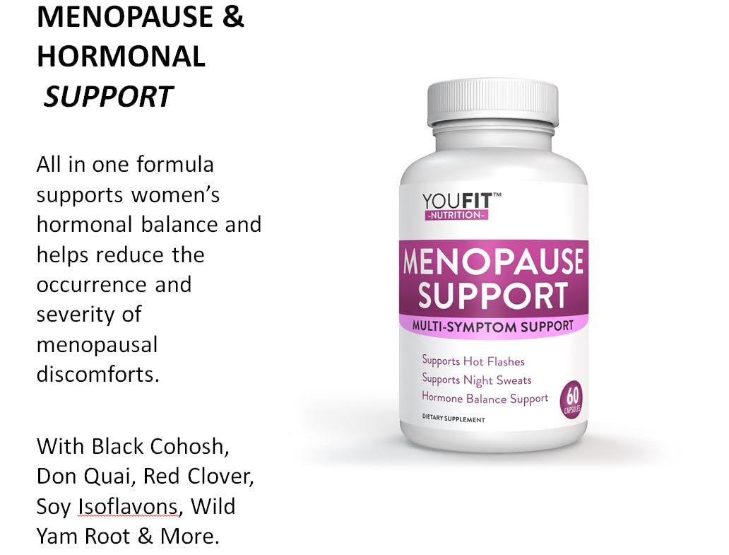YouFit Nutrition Menopause Relief Capsules for Women - Natural Menopause Supplements for Women - Complete Day and Night Menopause Support - Reduces Hot Flashes, Stress, Night Sweats - 30 Servings - Maple Wellness Supplements