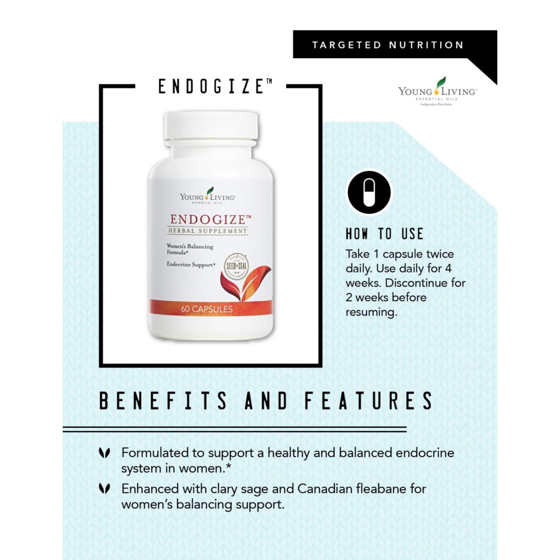 Young Living - EndoGize 60 Capsules | Hormonal Health & Endocrine System Support with Essential Oils | Daily Herbal Supplement for Women's Wellness & Balancing Formula - Maple Wellness Supplements