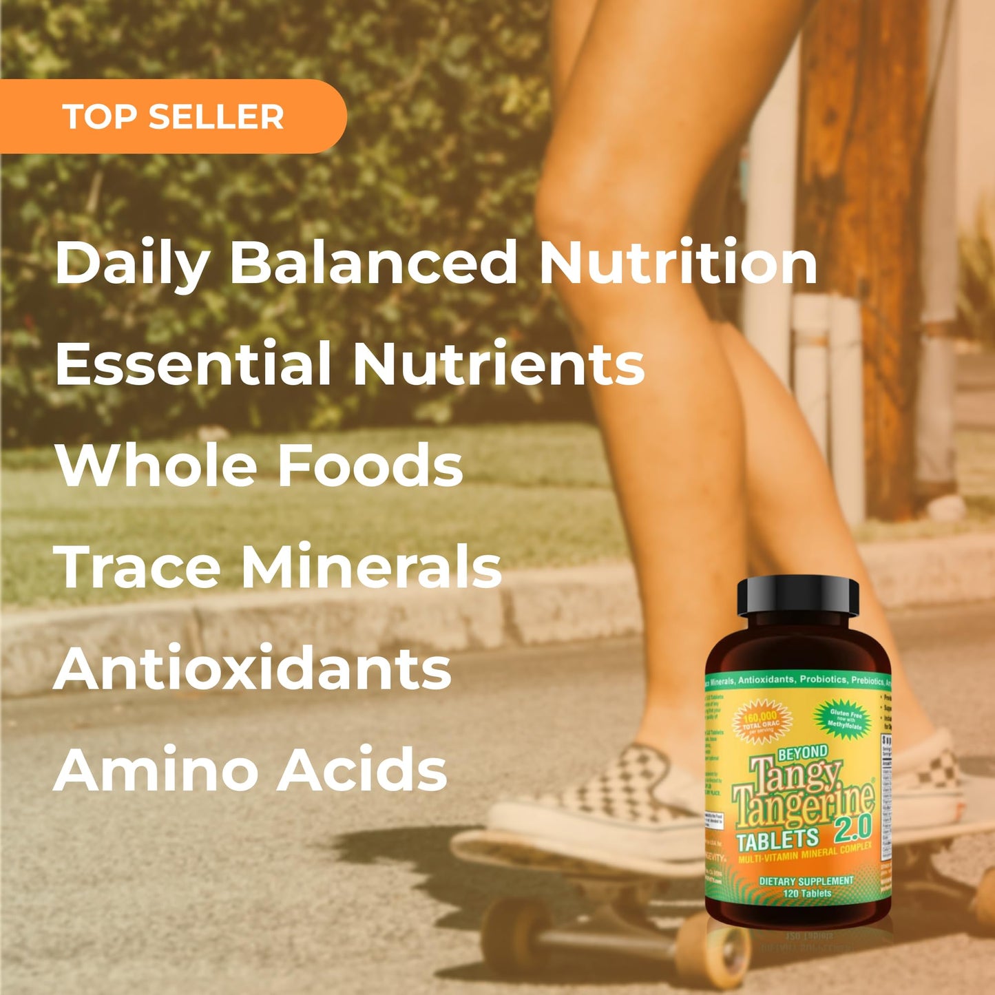 Youngevity Beyond Tangy Tangerine 2.0 Multi-Vitamin & Mineral Complex - Made with Natural & Whole Foods | 160,000 ORAC | 120 Tablets - 2-Pack - Maple Wellness Supplements