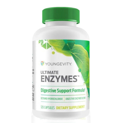 Youngevity Ultimate Enzymes® - Multi Enzymes for Digestion, Gas & Bloating Relief - Betaine HCl, Ox Bile, Pancreatine 10X, Papain 6M, Pepsin 1:3000 (120 Capsules) - Maple Wellness Supplements