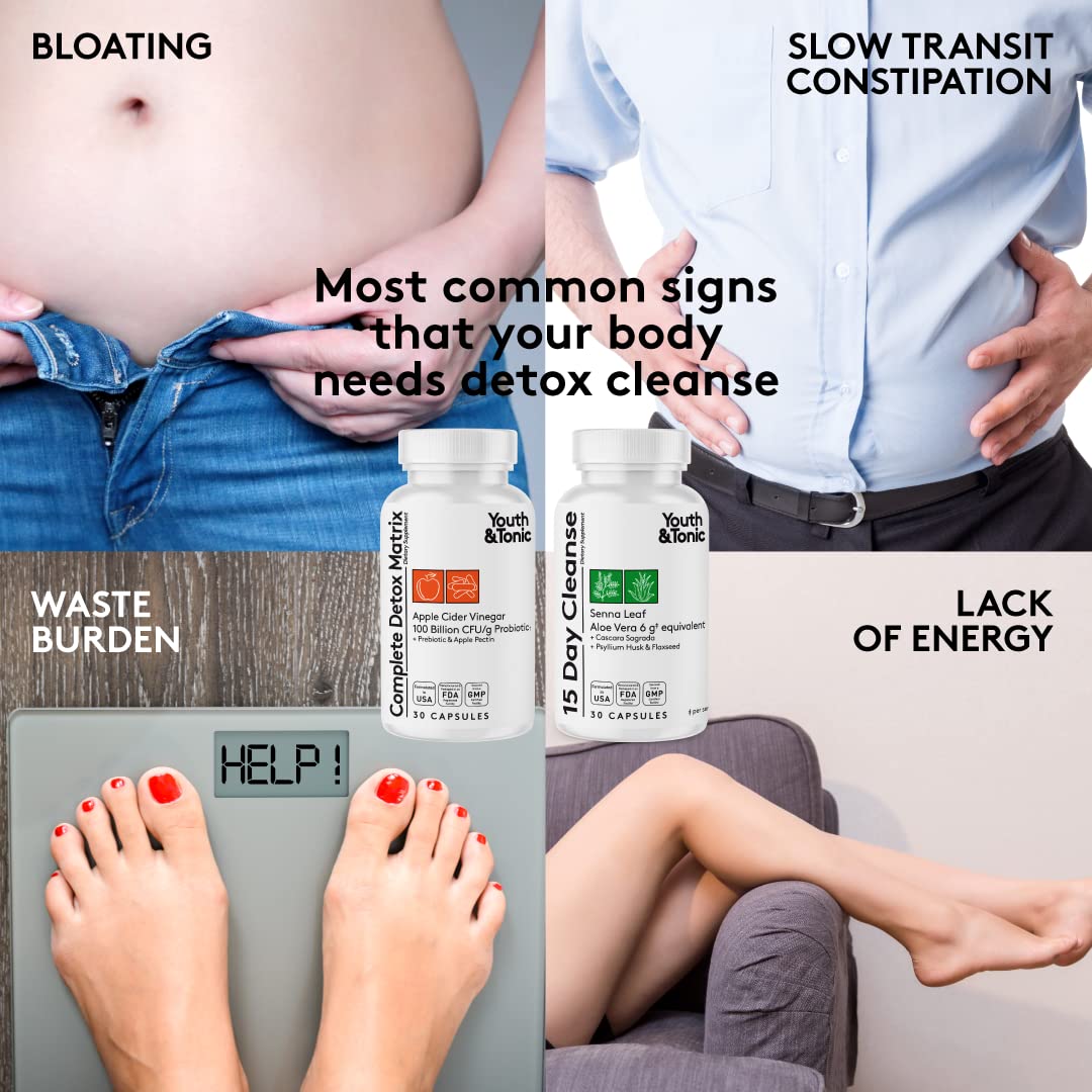 Youth & Tonic Complete Body Detox for Cleanse, Normal Acidity Gut Level and Water - Maple Wellness Supplements