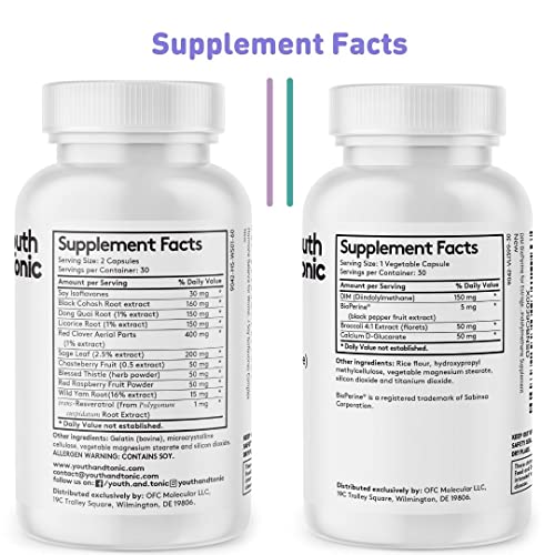 Youth & Tonic DIM Supplement for Women – Estrogen Metabolism & Hormonal Support – Menopause, Perimenopause & Premenopausal Bundle, 90 Capsules - Maple Wellness Supplements