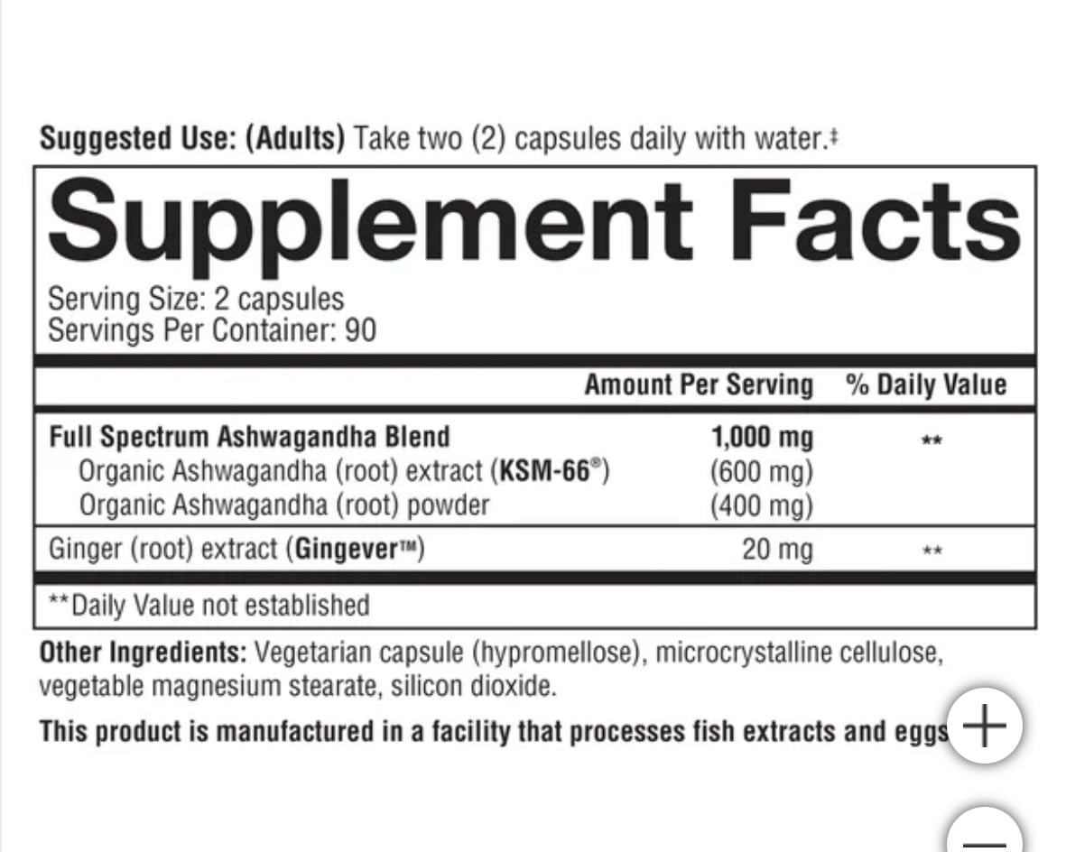 Youtheory Ashwagandha 1000mg with KSM-66 - Helps Support a Healthy Stress Response,180 Capsules (Pack of 1) - Maple Wellness Supplements