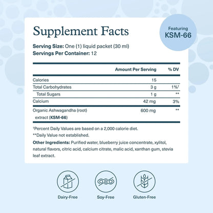 Youtheory Ashwagandha Liquid - with Organic KSM-66 Ashwagandha - Herbal Blend to Support Stress Relief & Energy Levels* - Helps Support Mood* - 1 oz Single Serve Packet, Pack of 12 - Maple Wellness Supplements