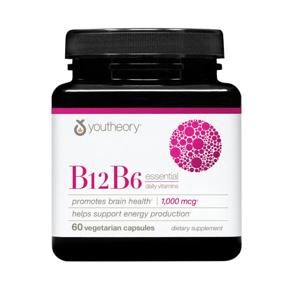 Youtheory B12B6 - Vitamin B12 & B6 - Supports Mood, Nervous System & Metabolism* - Aids Memory & Stress Management* - Maple Wellness Supplements