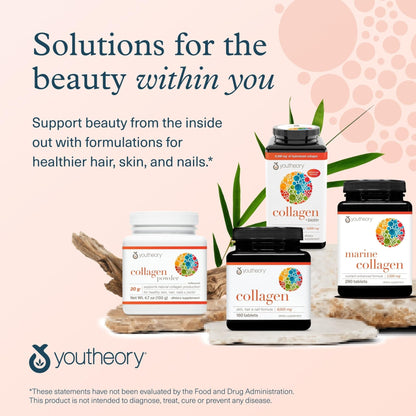 Youtheory Collagen + Biotin - Advanced Collagen Supplement - with Hydrolyzed Peptides, Vitamin C & Vitamin B - Maple Wellness Supplements